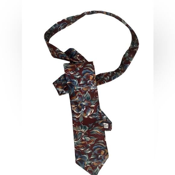 Blue and Brown Abstract Pattern Tie - Picture 4 of 7